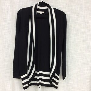 Pointelle Black and White Medium Open Sweater